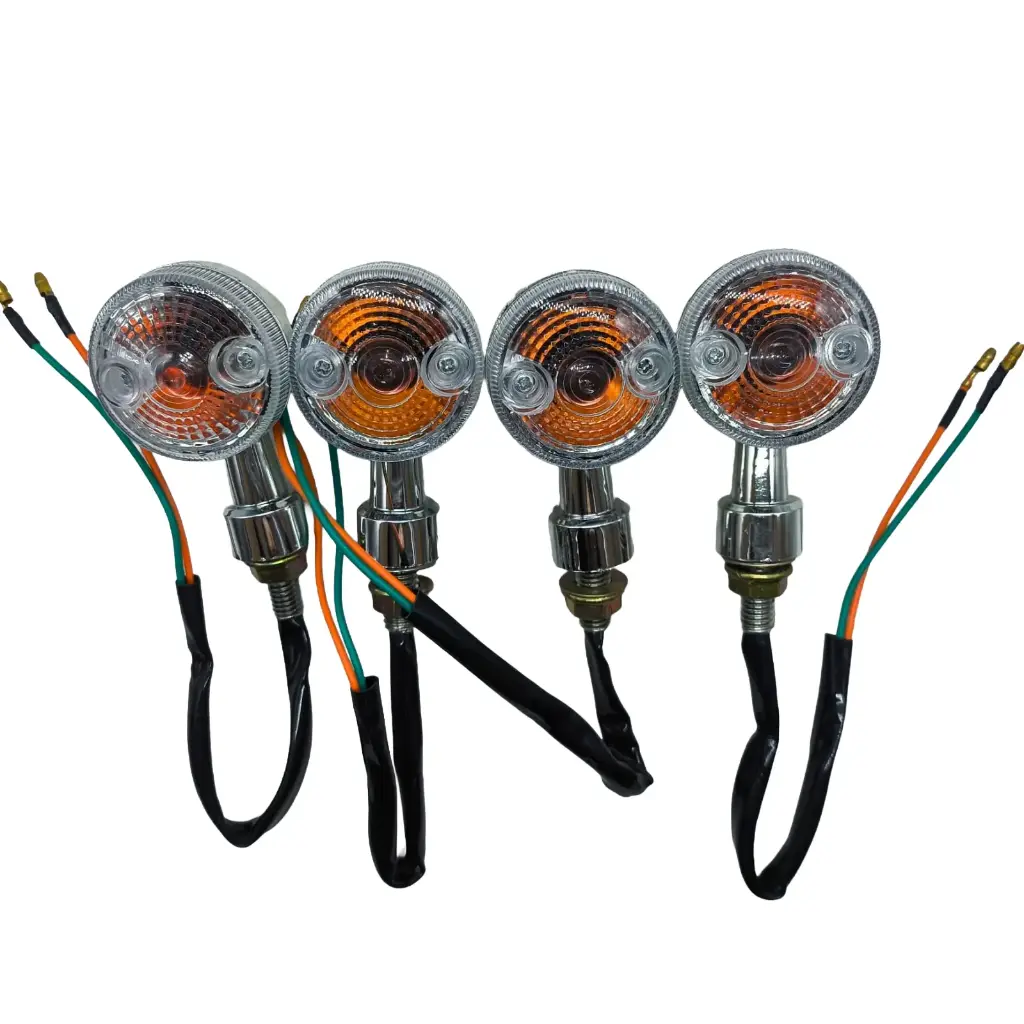 Set 4 Direccionales Cromadas Retro Mini Honda Suzuki Yamaha Kawasaki