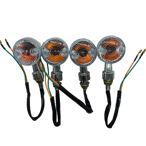 [DI-UN-015] Set 4 Direccionales Cromadas Retro Mini Honda Suzuki Yamaha Kawasaki