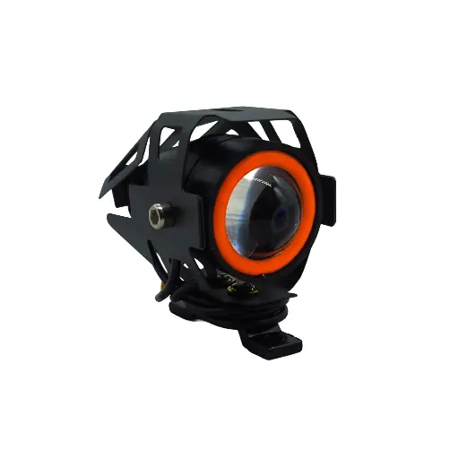 [FO-UN-005r] Faro Auxiliar U7 Mini Led Lupa 35mm Con Soporte Rojo