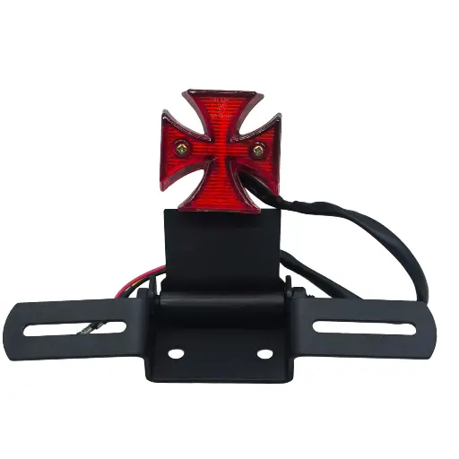 [FP-UN-005] Calavera Stop Luz Freno LED Chopper Cruz Maltesa Porta Placas