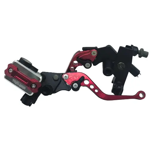 [KBA-UN-001r] Kit de Bomba de Freno y Base de Clutch con Manijas Aluminio CNC Rojo